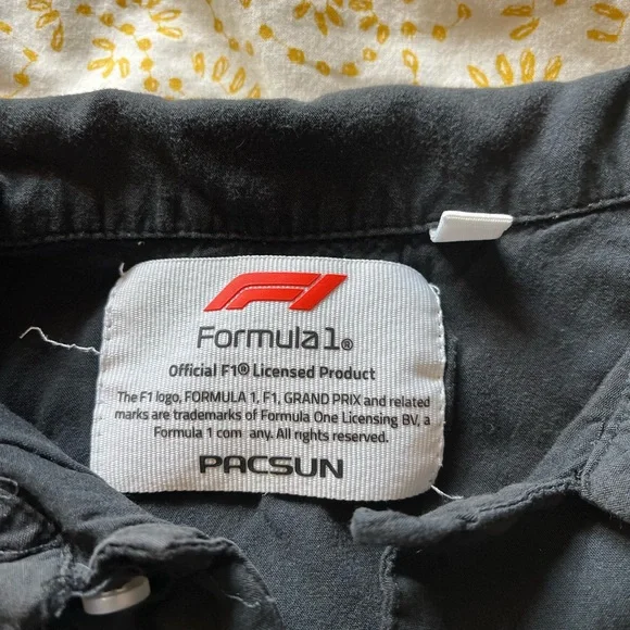 Pacsun Viscose Formula 1 Black Button Up Shirt Distressed - Picture 4 of 10